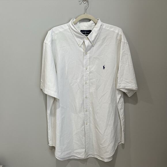 Polo Ralph Lauren Mens Classic Fit White 2XL Short Sleeve Button Dwn Shirt - Picture 1 of 6